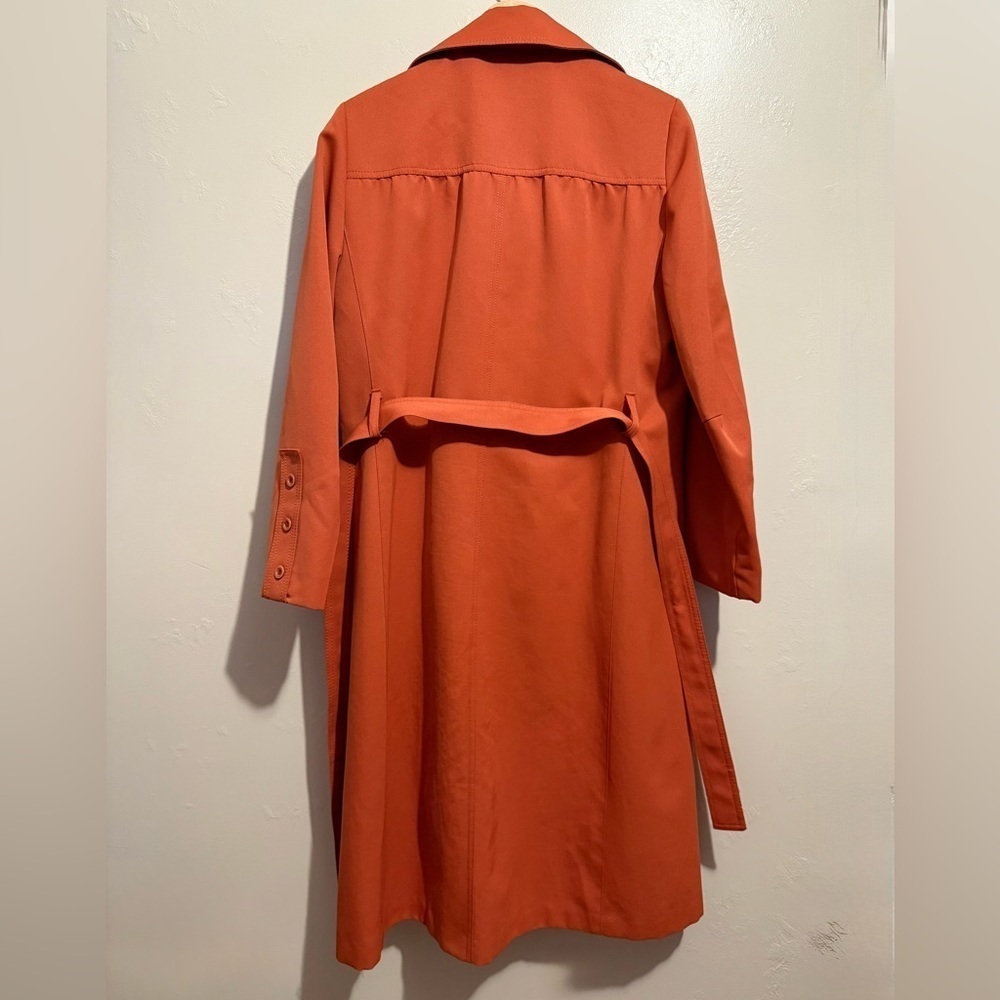 Stunning Vintage Forecaster of Boston Belted Trench Coat Burnt Orange Size 14 - Picture 4 of 16